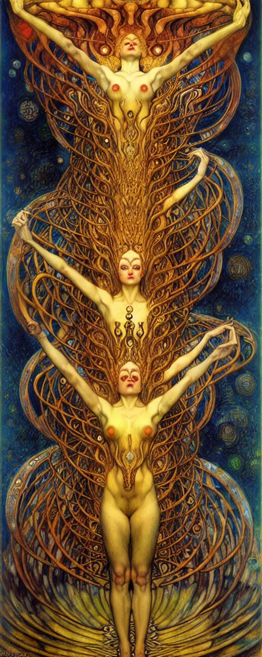 Image similar to Divine Chaos Engine by Karol Bak, Jean Delville, William Blake, Gustav Klimt, and Vincent Van Gogh, symbolist, visionary