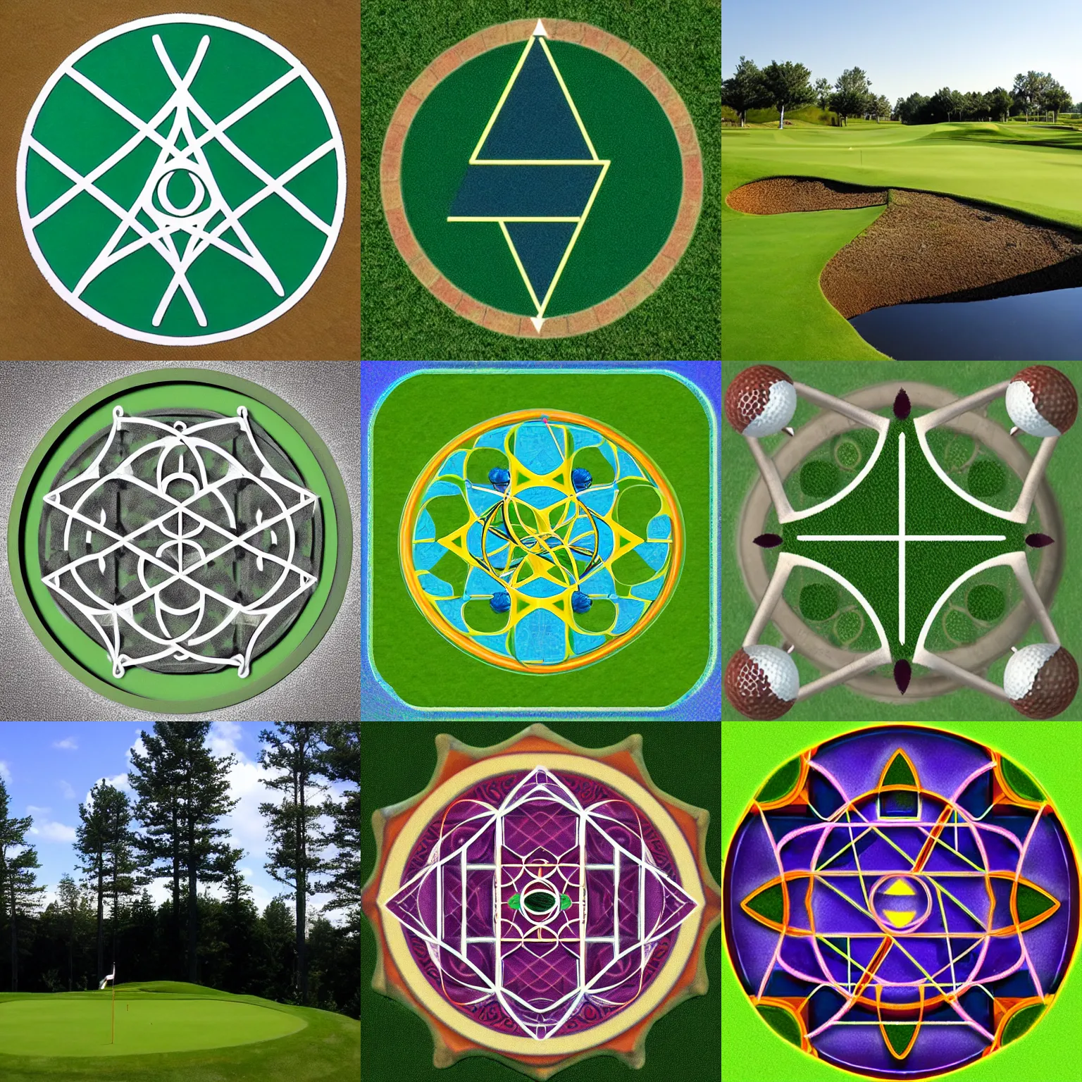 Prompt: sacred geometry golf course