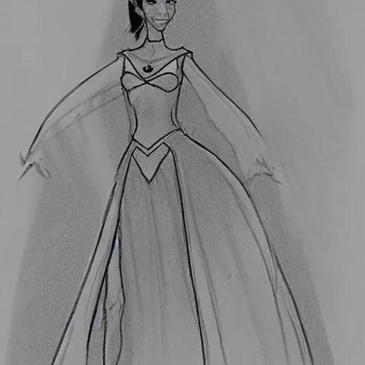 Image similar to milt kahl sketch of victoria justice as princess padme from star wars episode 3