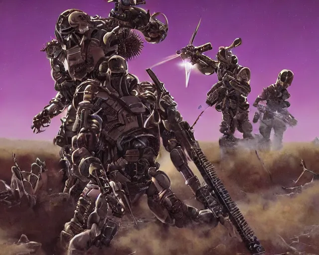 Image similar to cybernetic evil warzone bladed weapons razor projectiles humanoids goin stupid, desert scene