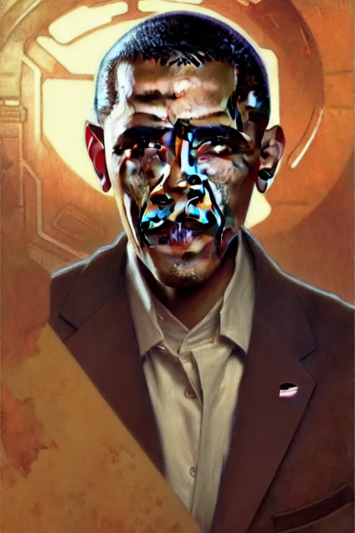 Image similar to barack obama as a attractive man, smooth face, star wars, painting by gaston bussiere, craig mullins, greg rutkowski, alphonse mucha