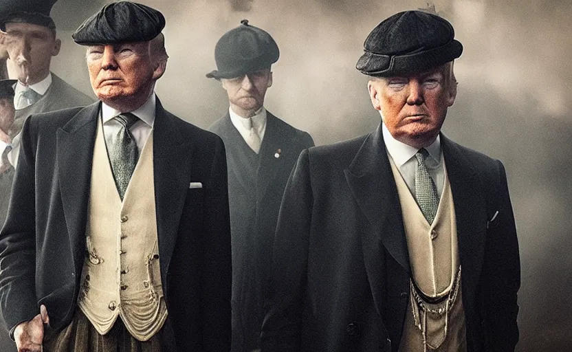 Image similar to “ trump in the peaky blinders ”