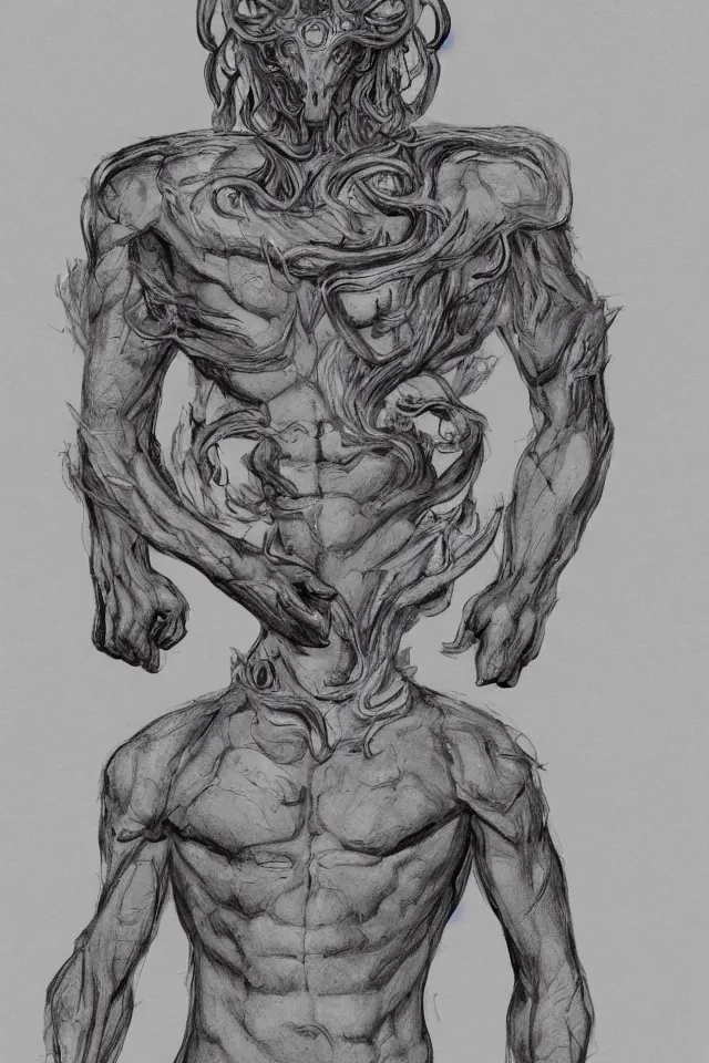 Prompt: concept art, 12 human body with zodiac head