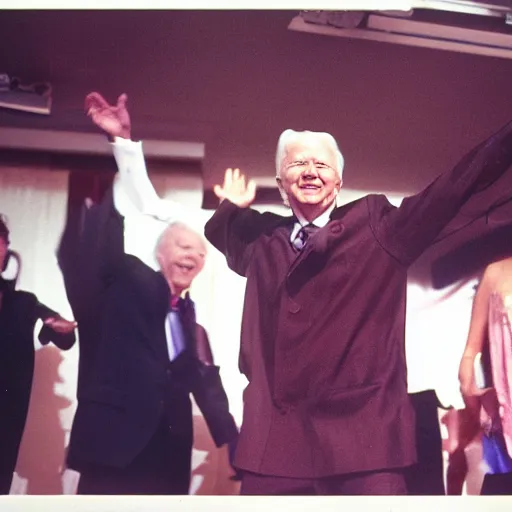 Prompt: President Jimmy Carter dancing his heart out. CineStill.