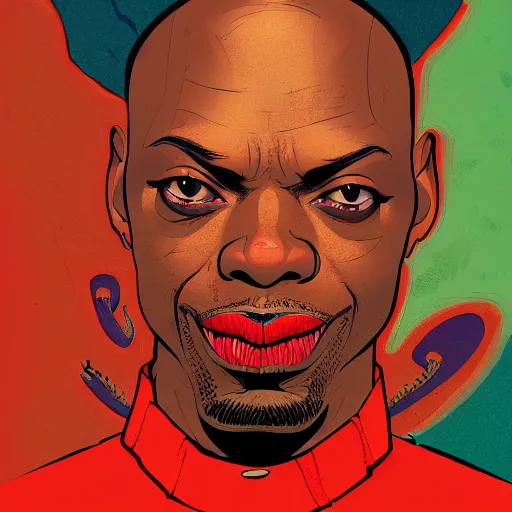 Image similar to a study of cell shaded portrait of Cartoonish Dave Chapelle concept art, llustration, post grunge, concept art by josan gonzales and wlop, by james jean, Victo ngai, David Rubín, Mike Mignola, Laurie Greasley, highly detailed, sharp focus, alien, Trending on Artstation, HQ, deviantart, art by artgem