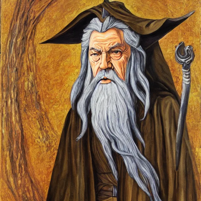 Image similar to gandalf as deity, painting