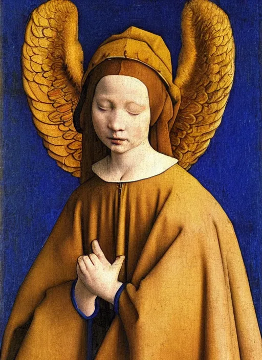 Image similar to angel wings, medieval painting by jan van eyck, johannes vermeer