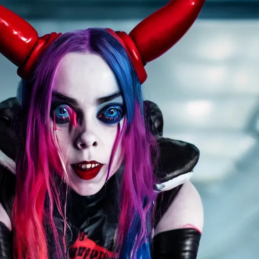 Image similar to Billie Eilish as Harley Quinn 4k detail