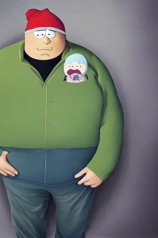 Image similar to Eric Cartman from South Park as a real life person, realistic photo, by Annie Leibovitz