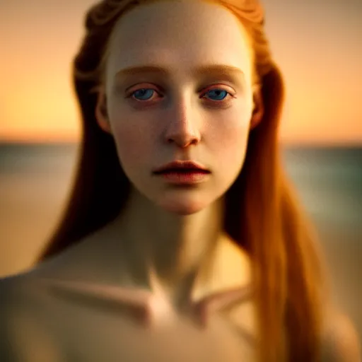 Image similar to photographic portrait of a stunningly beautiful english renaissance female in soft dreamy light at sunset, beside the sea, soft focus, contemporary fashion shoot, in a denis villeneuve and tim burton movie, by edward robert hughes, annie leibovitz and steve mccurry, david lazar, jimmy nelsson, extremely detailed, breathtaking, hyperrealistic, perfect face, octane render