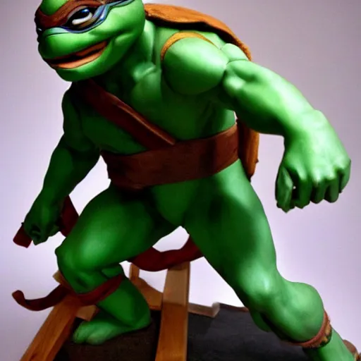 Image similar to The ninja turtle Michelangelo sculpted by Michelangelo Buonarroti