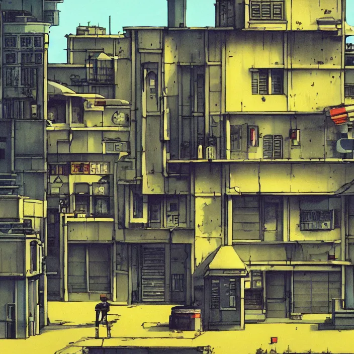 Image similar to a building in a serene landscape, cowboy bebop