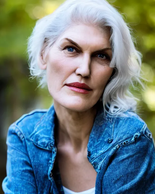 Image similar to A portrait of 18 year old Maye Musk, highly detailed, trending on artstation, bokeh, 90mm, f/1.4