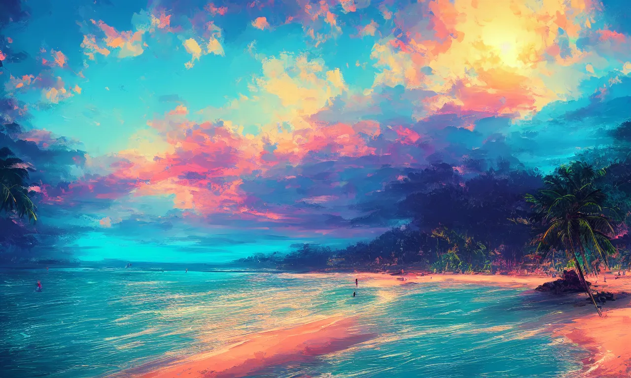 Image similar to paradise beach by alena aenami artworks in 4 k