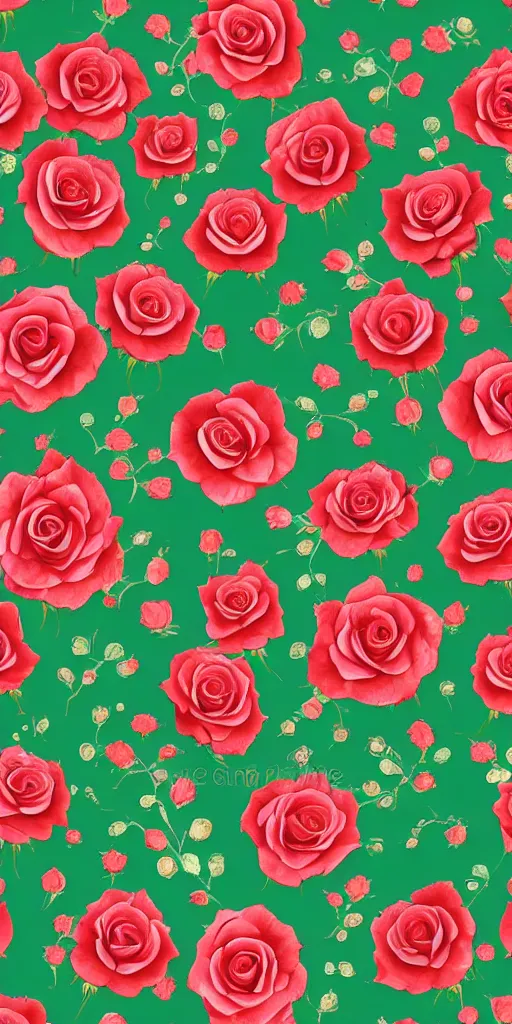 Image similar to seamless pattern of beautiful roses with leaves and throns, colourful, symmetrical, repeating 35mm photography