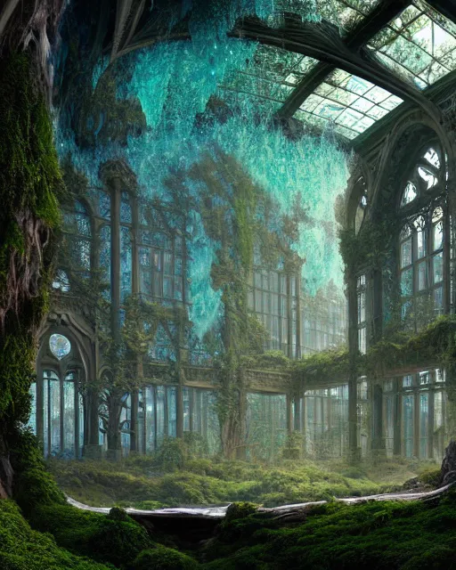 Prompt: reclaimed by nature by louis sullivan, futuristic at dawn thermal vision architecture island tundra elysian made of glass nightsky at summer matte painting crystal forest cgsociety atlantis biopunk scumm bar sci - fi fantasy, archdaily, wallpaper, highly detailed, trending on artstation.
