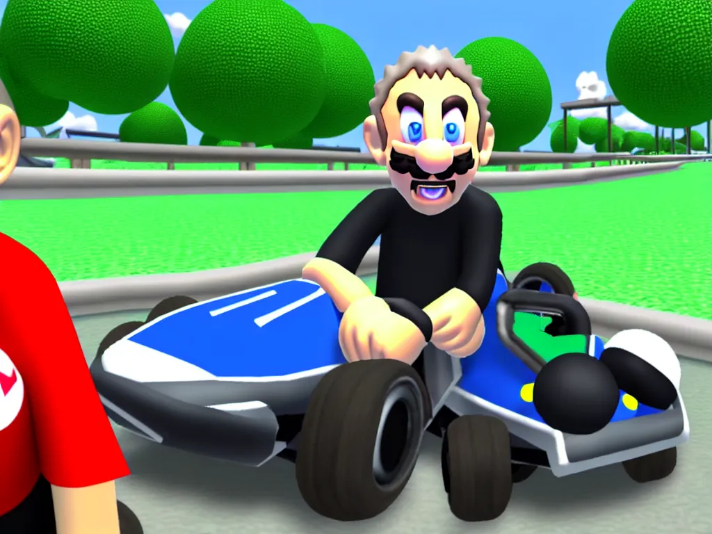 Image similar to realistic micheal rosen on a mario kart wii map