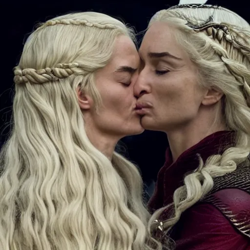 Prompt: cersei lannister kissing daenerys targaryen