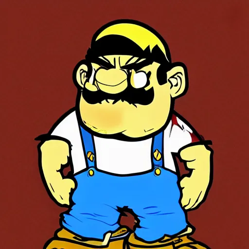 Prompt: wario in a cartoon art style