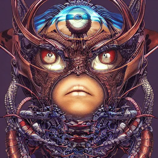 Image similar to portrait of crazy flying eye creature, symmetrical, by yoichi hatakenaka, masamune shirow, josan gonzales and dan mumford, ayami kojima, takato yamamoto, barclay shaw, karol bak, yukito kishiro