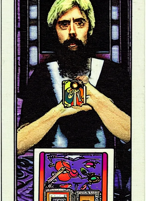 Image similar to Michael McDonald playing keyboard tarot card, turbografx