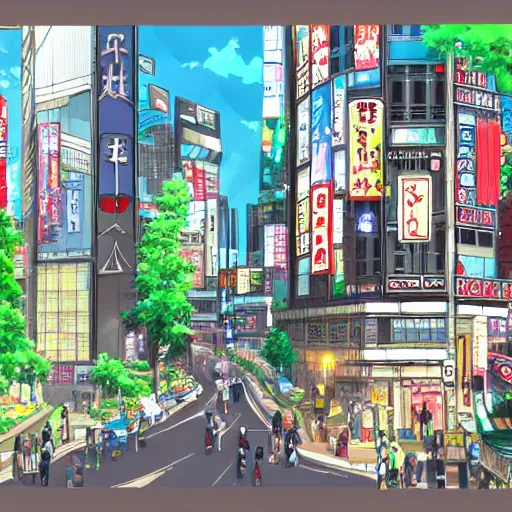 Image similar to anime style concept art of magical tokyo city