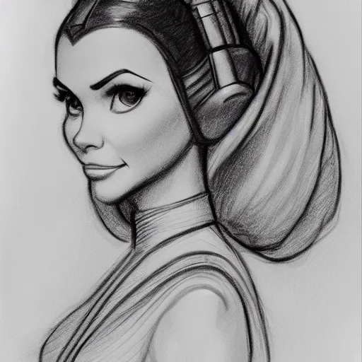 Image similar to milt kahl pencil sketch of victoria justice as princess leia