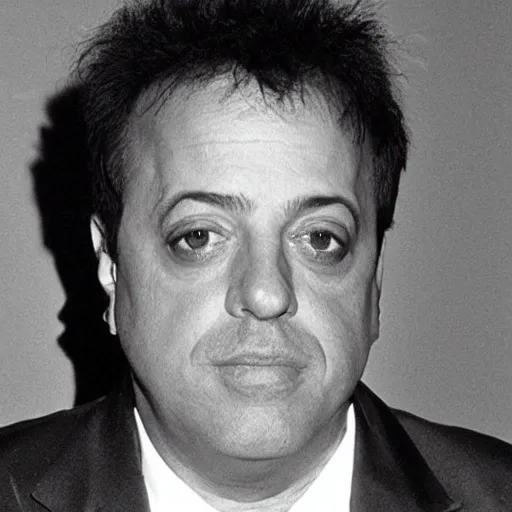 Prompt: Billy Joel 1980's mugshot