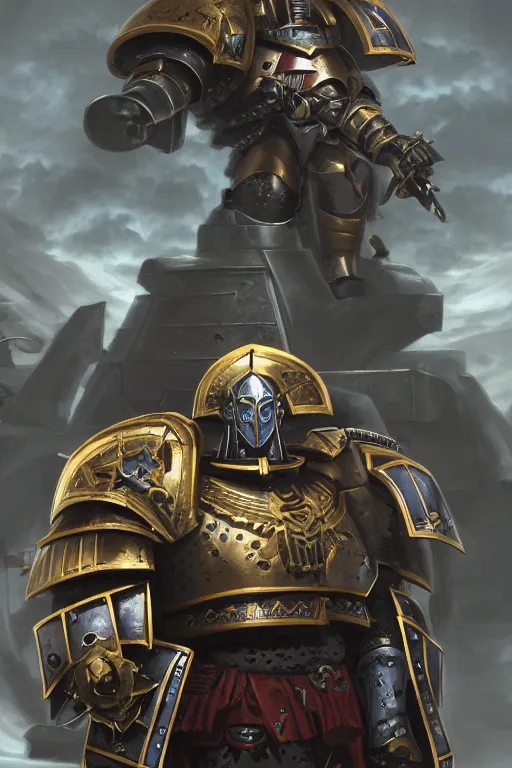 Image similar to armor portrait heros warhammer 4 0 k horus heresy fanart - the primarchs emperor by johannes helgeson animated with vfx concept artist & illustrator global illumination ray tracing hdr fanart arstation zbrush central hardmesh 8 k octane renderer comics stylized