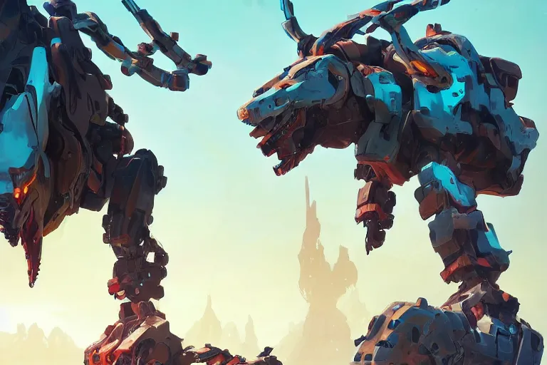 Image similar to grazer machine mecha animal beast robot of horizon forbidden west horizon zero dawn bioluminiscence, behance hd by jesper ejsing, by rhads, makoto shinkai and lois van baarle, ilya kuvshinov, rossdraws global illumination