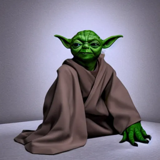 Image similar to yoda sitting on toilett