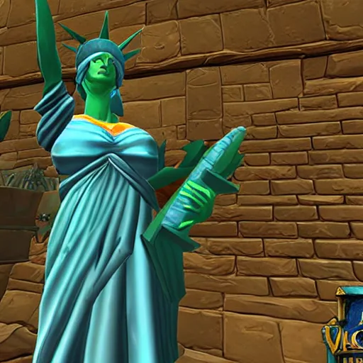 Prompt: Lady Liberty as a playable character in World of Warcraft, WoW character creation lady liberty