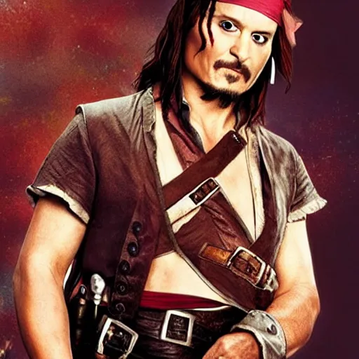 Prompt: Nathan Fillion as a Captain Jack Sparrow