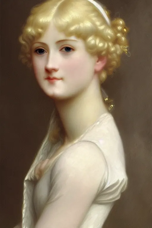 Image similar to jane austen blondie blond albino white gold hair, painting by rossetti bouguereau, detailed art, artstation