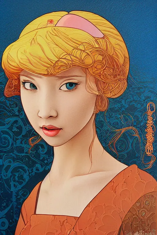 Prompt: princess peach painted on wood by audrey kawasaki