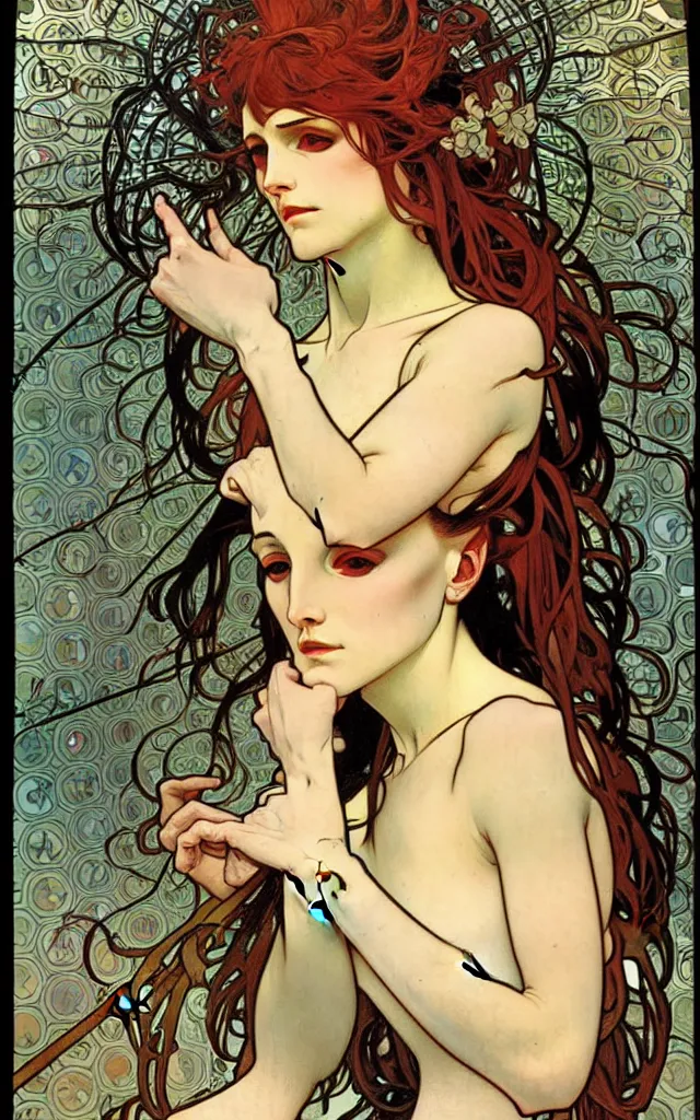 Image similar to pain(t) by tomer hasuka and by alphonse mucha