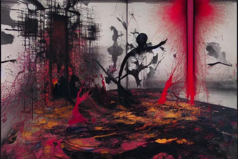 Prompt: The physical impossibility of death, in a brutalist designed space ship, gothic, rich deep colours, painted by Francis bacon, Adrian ghenie, James jean and Petra cortright, part by Gerhard Richter, part by Takato Yamamoto. 8k masterpiece
