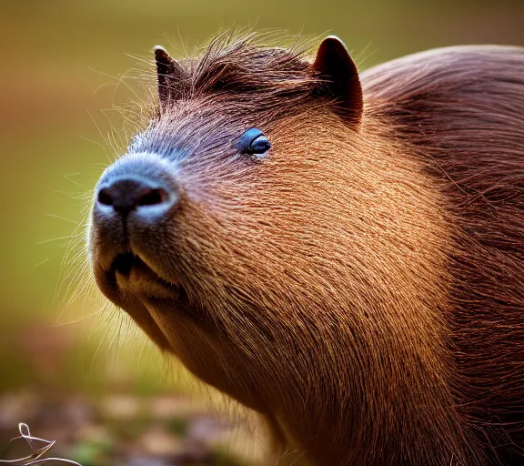 Prompt: a portrait of capybara with a mushroom cap growing on its head by luis royo. intricate. lifelike. soft light. sony a 7 r iv 5 5 mm. cinematic post - processing