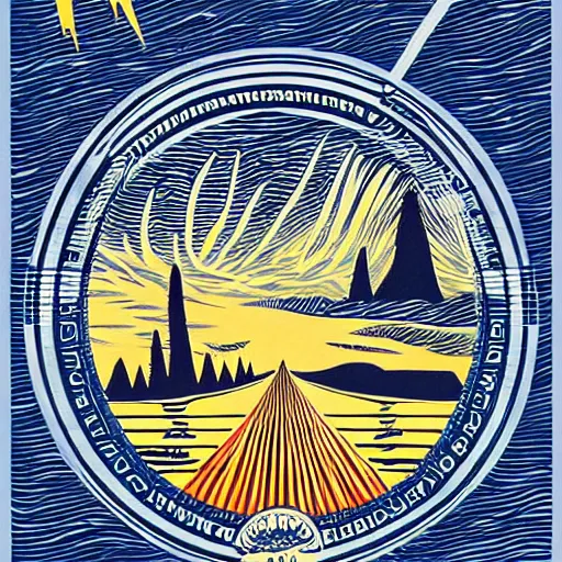 Prompt: Alaskan Sunset by Shepard Fairey and Maurice Sendak