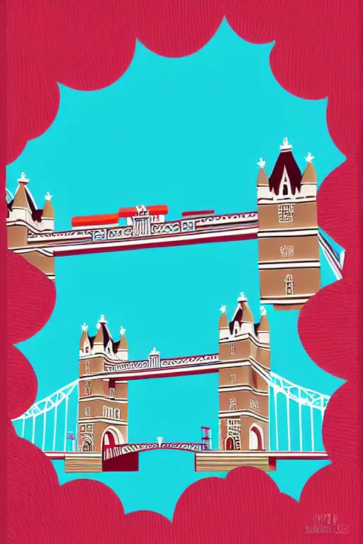 Prompt: minimalist boho style art of colorful tower bridge, illustration, vector art