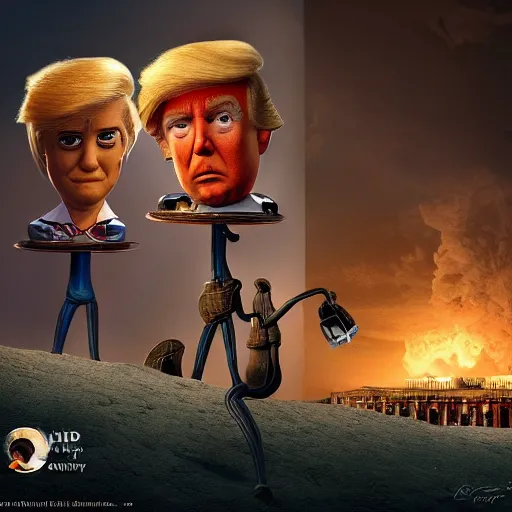 Image similar to Pixar movie about an Donald Trump invasion of Ancient Athens, UFOs, portrait, intricate, 8k highly professionally detailed, HDR, CGsociety