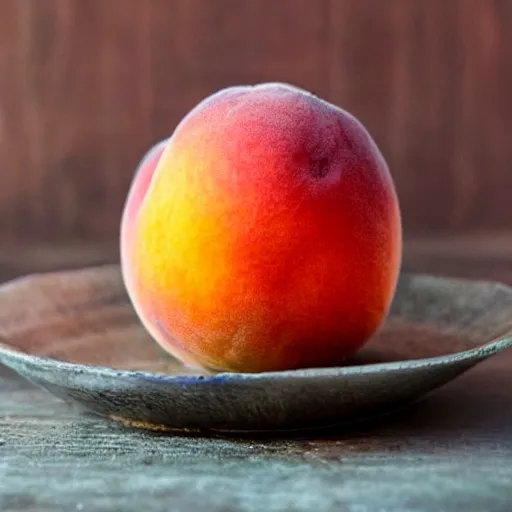 Image similar to a peach fruit with a crown on top of it.