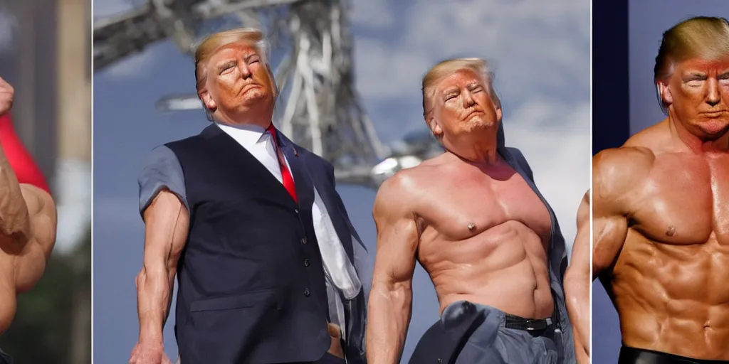 Image similar to trump, muscular, oiled