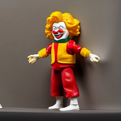 Prompt: ronald mcdonald action figure, high resolution product photography