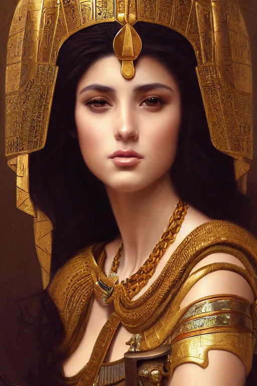 Prompt: Jessica Kahawaty as a beautiful egyptian princess, gorgeous, portrait, powerful, intricate, beautiful, masterpiece, elegant, volumetric lighting, digital painting, highly detailed, artstation, sharp focus, illustration, William-Adolphe Bouguereau, Hajime sorayama, ruan jia