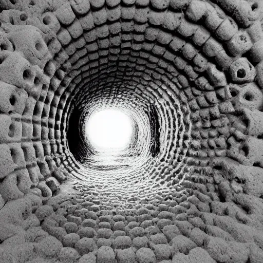 Image similar to nostalgic hyper liminal photo, sponge with many pathways inside each hole, tunnels lead to memories, photo, mysterious, surrealist depiction of a normal sponge, trending, m. c. esher