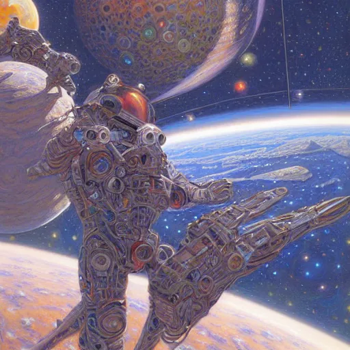 Prompt: Liminal space in outer space by Donato Giancola