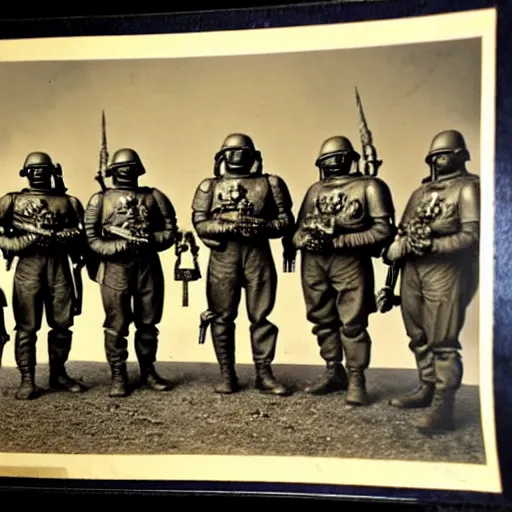Image similar to world war 2 portrait photo, full body, of the famous warhammer 4 0 k space marines at normandy, rosenthal, baltermants, kerlee, vaccaro