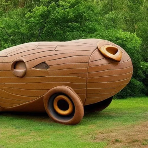 Prompt: a car that looks like a hobbit house
