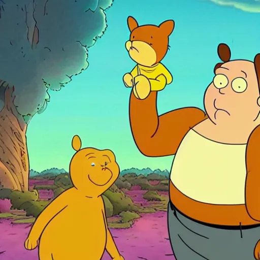 Prompt: winnie the poo in rick and morty